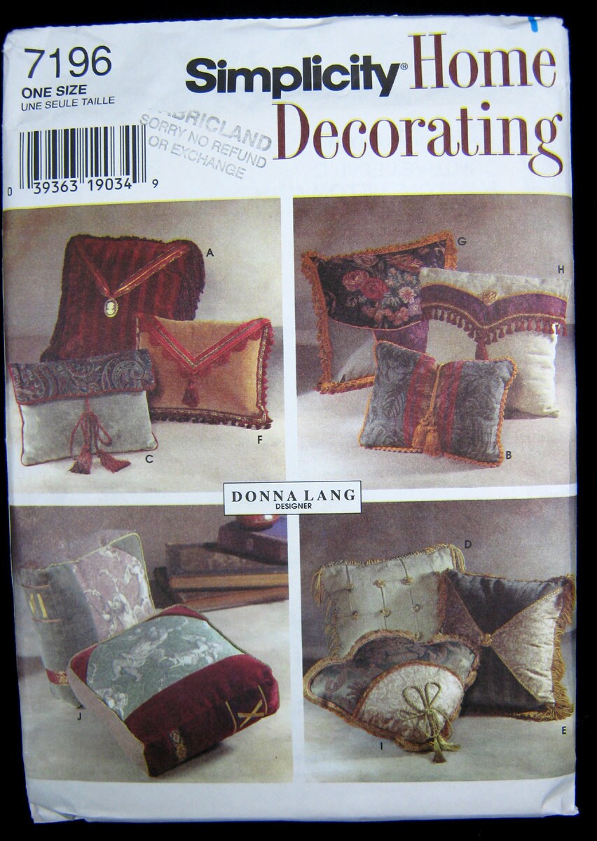 Pillow Pattern Simplicity 7196