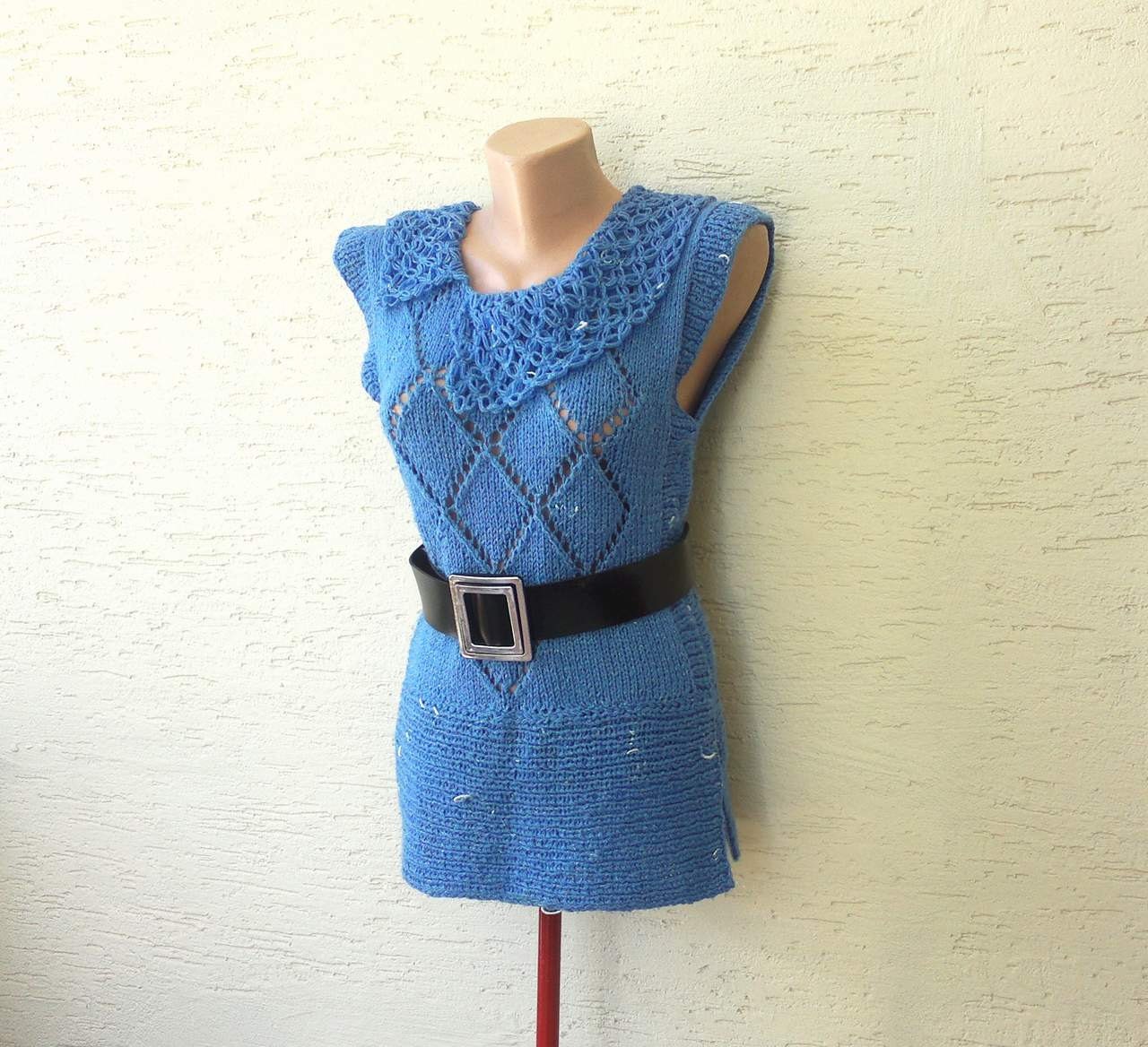 CIJ Free Shipping  Knitting women sweater, tunic royal blue winter 2012 - KnitterPrincess