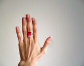 SALE Stacking ombre ring / Red ombre ring / Adjustable geometric ring / Rectangle clay ring / Fashion ombré trend / Ombre jewelry