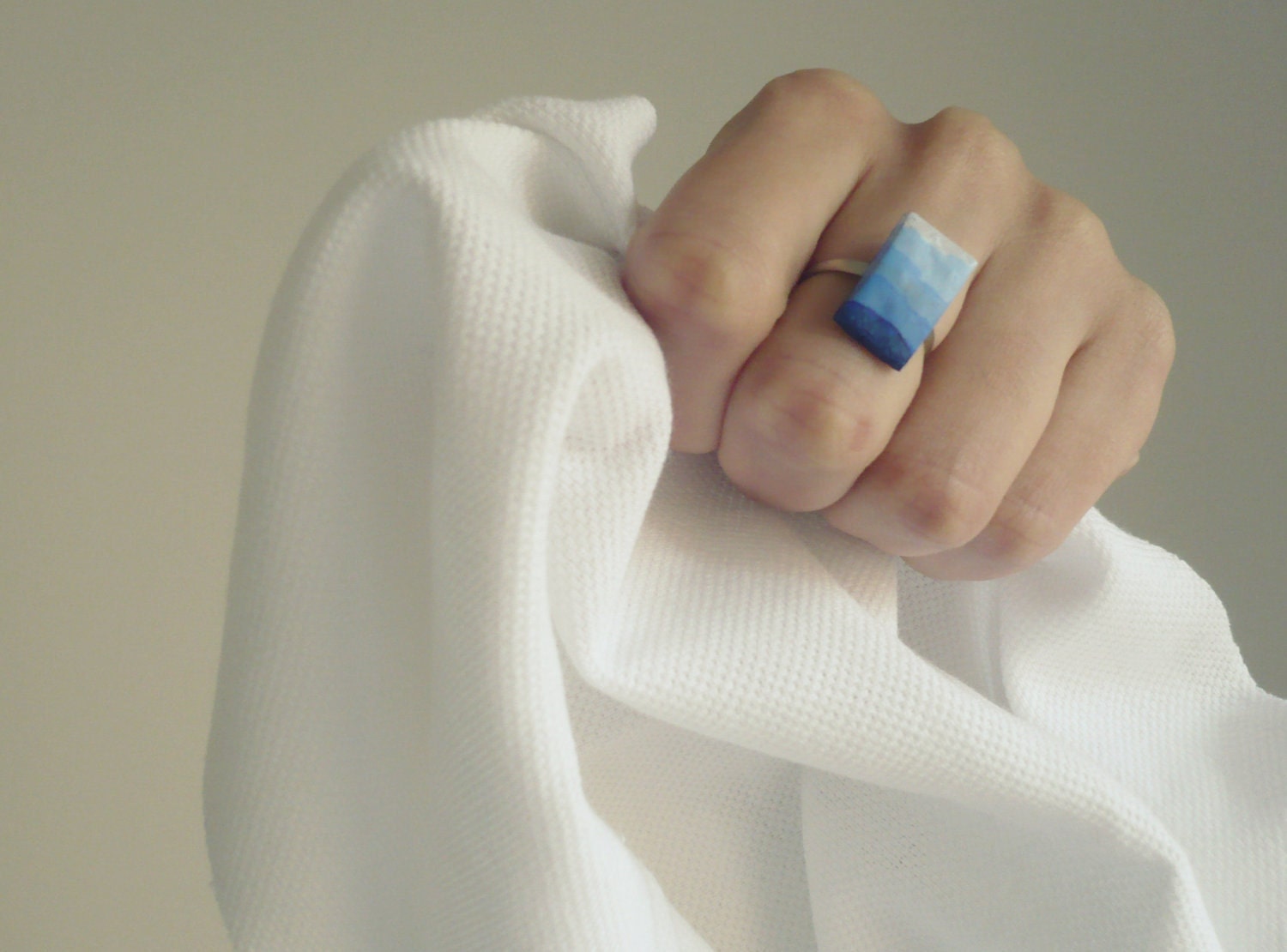 SALE Blue ombré ring / Polymer clay ring / Fashion ombre ring / Geometric ring / Geo jewelry