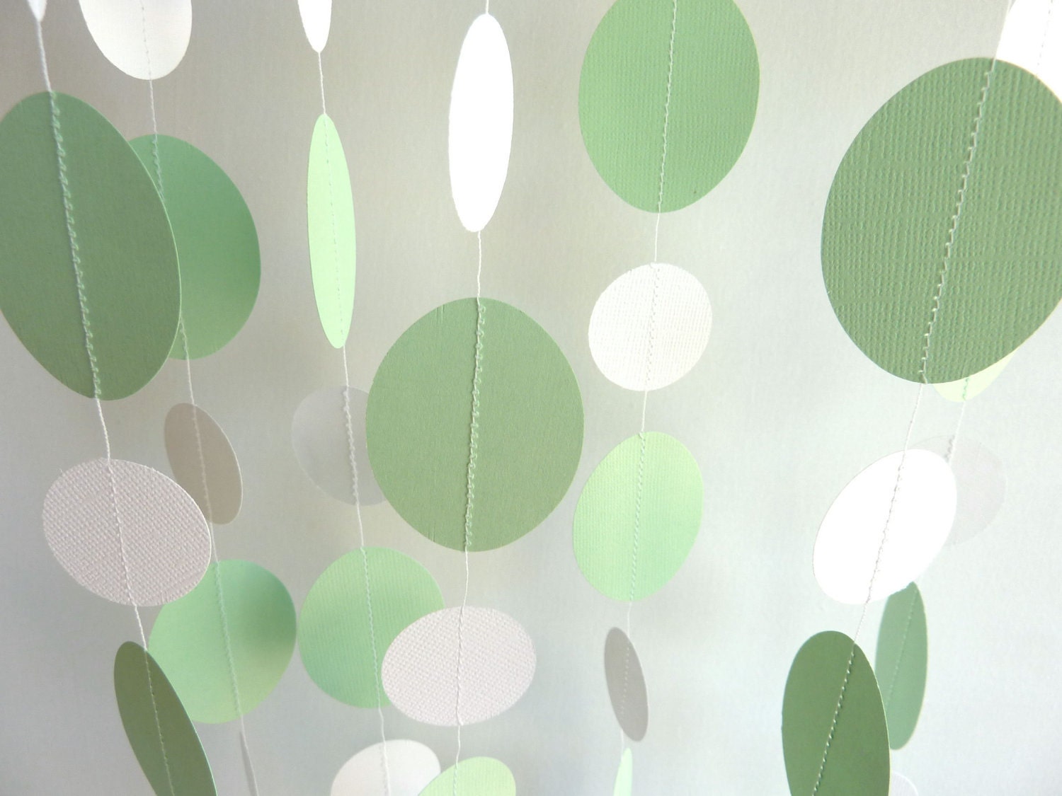 Paper Garland, Pastel Green and White, WEDDING, NURSERY, Baby, Birthday