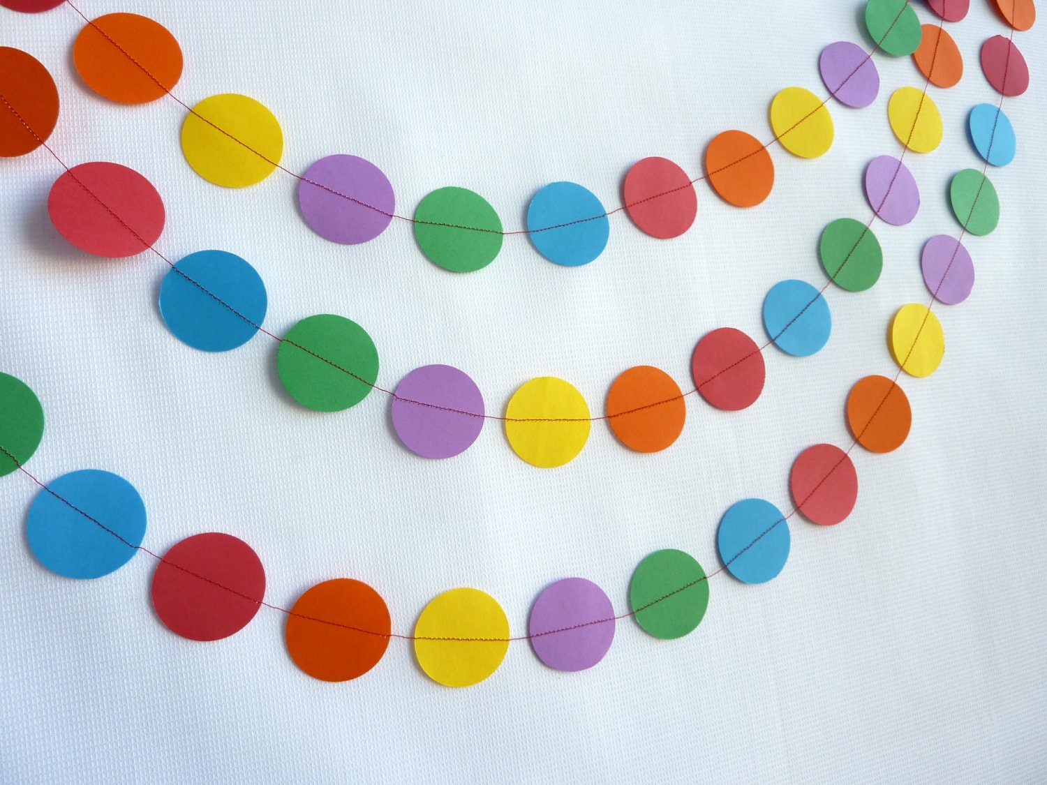 Birthday Party Decorations Garland, 10', red, blue, yellow, green, purple, orange, paper garland