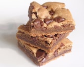 Chocolate Peanut Butter Blondies - Brown Sugar Cookie Bars - six bars