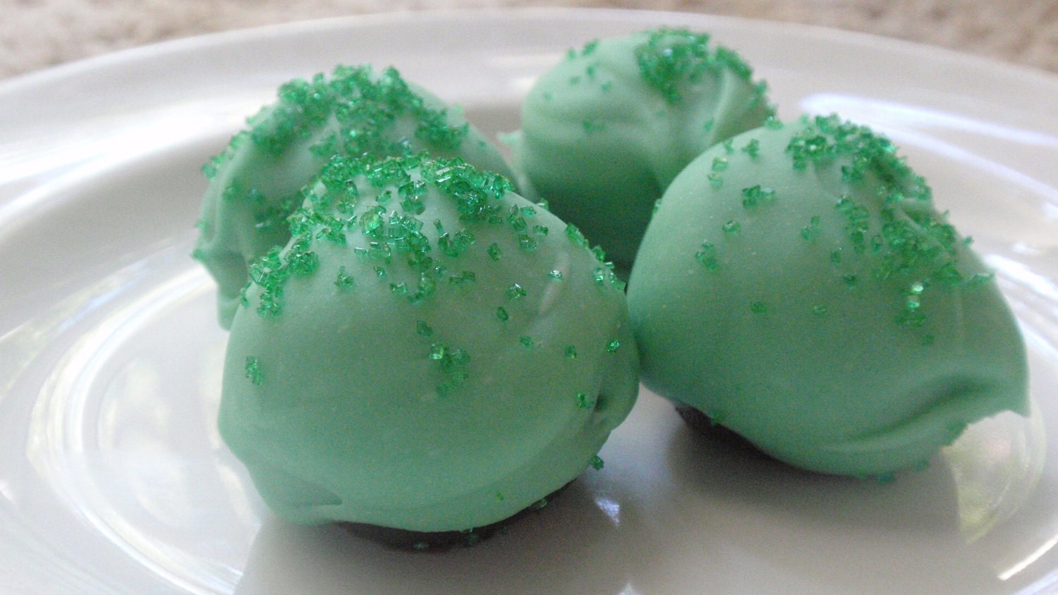 Mint Chocolate Truffles, green St. Patrick's Day fudge candy - one dozen