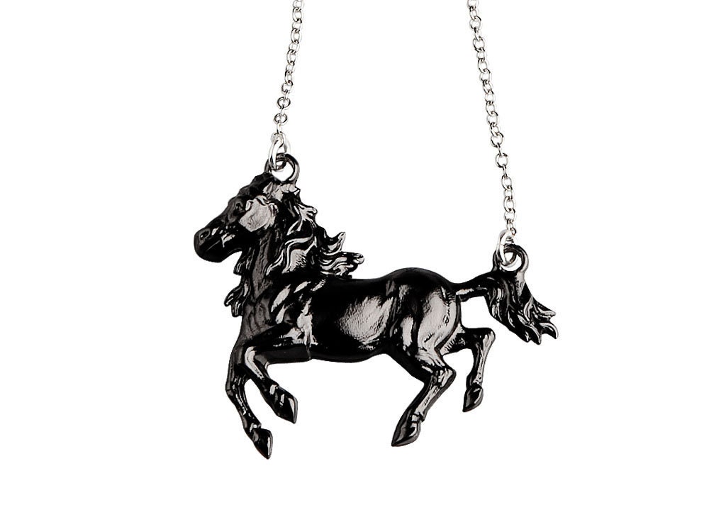 Black horse necklace
