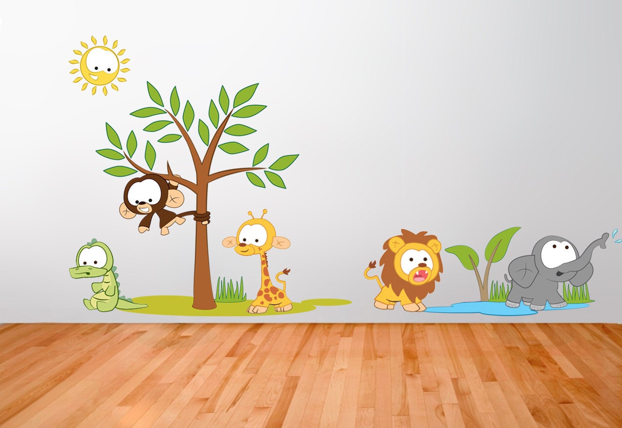 Large Jungle Animals kids Wall Sticker Decal