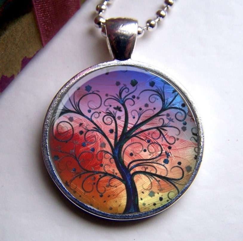 Tree Pendant - Whimsical Tree Art Pendant