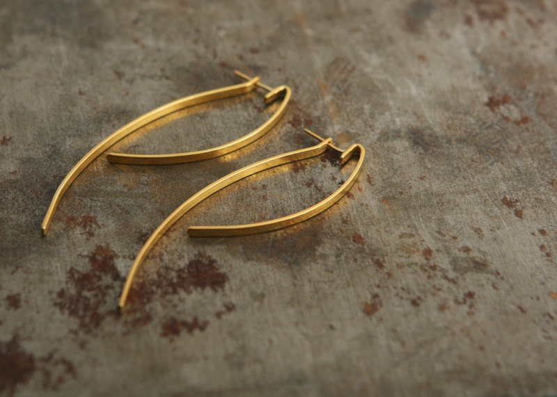 24 Karat Gold plated Sterling Silver Geometric Arcs Metalwork Handmade Versatile Earrings