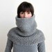 100% wool, chunky cowl / neckwarmer / hood in Grey