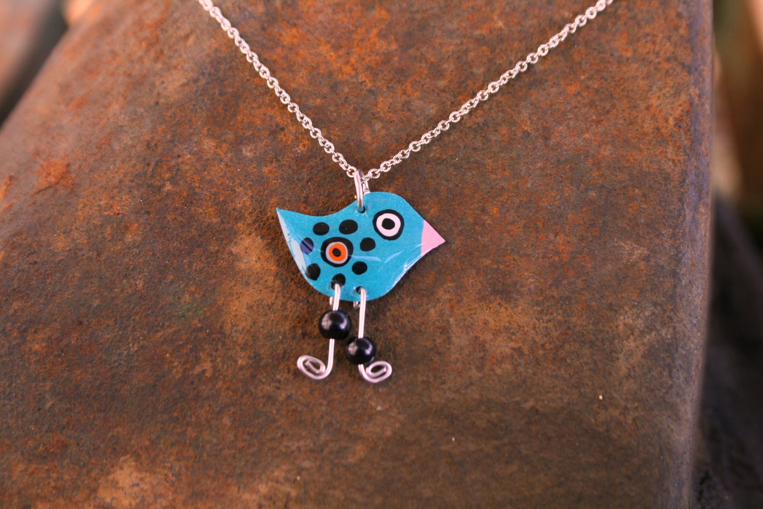 Adorable bluebird pendant, bluebird dangle charm pendant, bluebird necklace