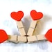 Mini clothespins, red hearts pins