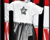 CUSTOMIZABLE Star Wars White Onesie with Tulle Skirt -- Cotton or Flannel - Sci-Fi Geek - Handmade -- Available in Many Sizes