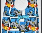 Batman Comic Cotton Bib with White Terry Cloth - Geek-a-bye Baby -- Comic Geek - Handmade