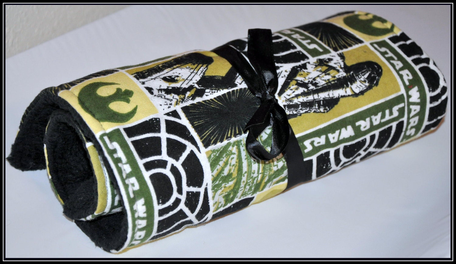 Changing Pad -- Star Wars Green Flannel with Black Minky - Geek-a-bye Baby - Sci-Fi Geek - Handmade, Portable