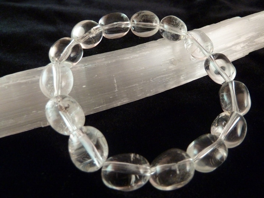 Clear Quartz Crystal Nugget Bead Stretch Bracelet