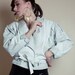white LEATHER jacket bomber silver leopard print unisex M