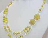 Yellow Gemstone Necklace, All Sterling Silver, Moonstones, Lemon jade, Swarovski Crystal, UK Delivery Free
