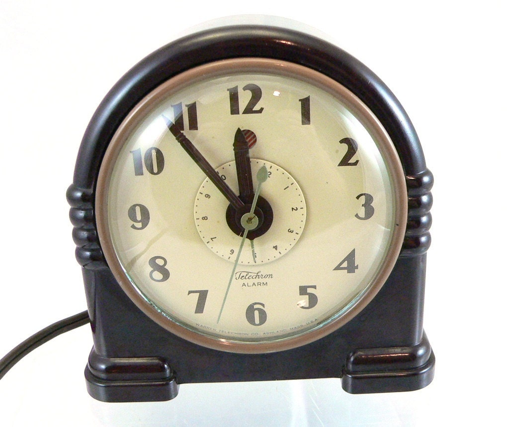 Vintage Bakelite Telechron Electric Alarm Clock by FineRedefined