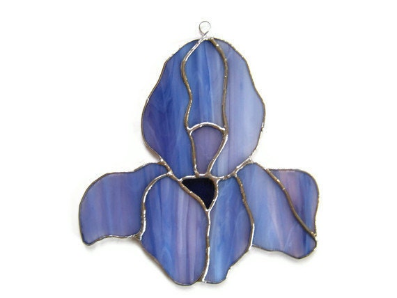 Purple Iris Stained Glass Suncatcher Handmade