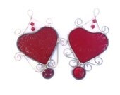 Red Heart Stained Glass Suncatcher Handmade