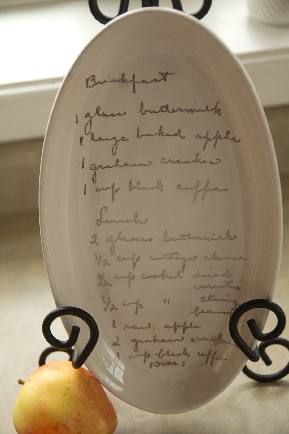 CUSTOM RECIPE PLATE - scan a family recipe and send me the image, I will permanently fire it onto 12" oval ceramic plate - holiday sale