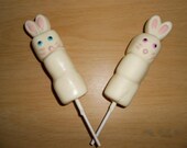 Bunny Marshmallow Pops - chocolate covered marshmallows on a stick dipped in chocolate