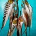 courage... long layered wire wrapped tigers eye grizzly feather earrings