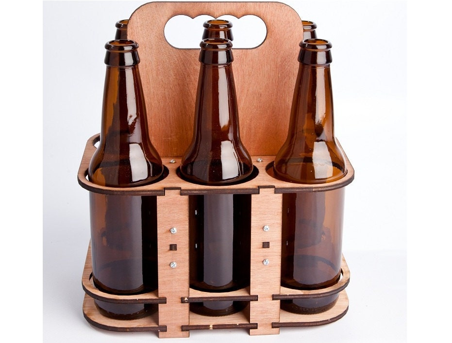 The 6 Packer - a lasercut 6 pack glass bottle holder