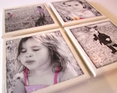 Personalized Custom Photo Coasters Set of 4 Black and white with an area of color, Sepia, Color - LeahMarieAccessories