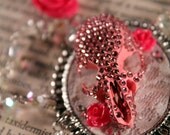 Rat Skull Necklace with Pink Swarovski Crystals