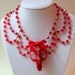 Red Muskrat Skull Necklace with Swarovski Crystals