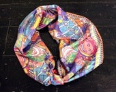 NEW YORK FAIRGROUND 100% Silk scarf with multicoloured Coney Island Carnival Funfair print