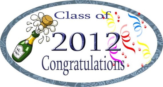 Graduation Stickers Personalized Labels Oval Favor tag For Class of 2012 Stickers Set of 21