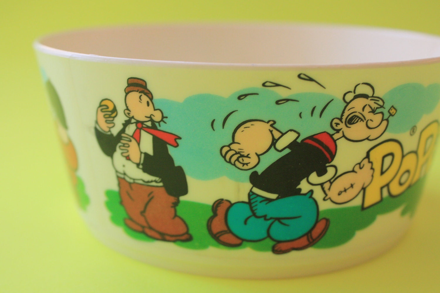 70's POPEYE Children's Cereal Bowl Vintage Cartoon Dish
