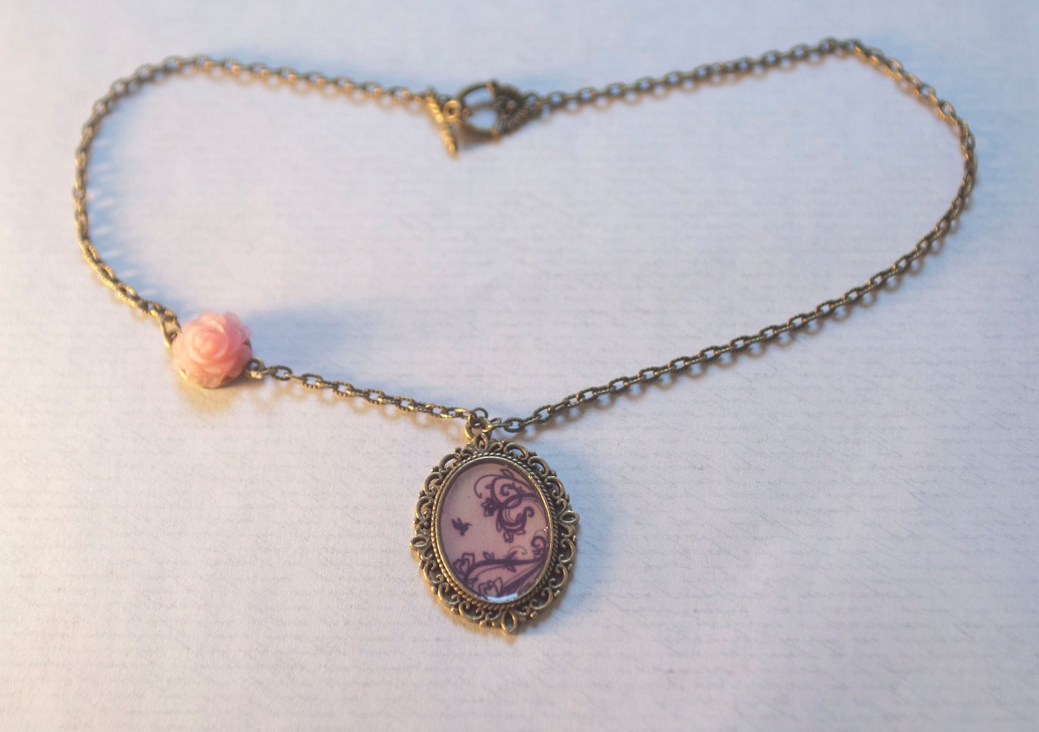 Vintage rose necklace