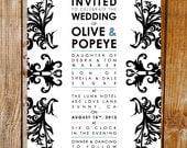 Modern Bold Typography and Floral Graphic Wedding Invitation (or Anniversary) - DIY Printable