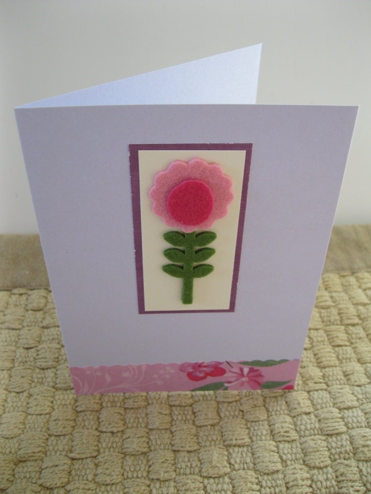 Happy Mother's Day, Hand-Stamped, Flower, Purple