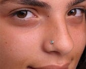 Handcrafted NOSE STUD  14k Yellow gold filled  small 2mm Turquoise stone in 4mm handmade setting.