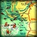 Florida beach map VINTAGE VACATION retro photo print 20x20 Sanibel Ft Myers cartoon old illustrated aqua yellow fish fun travel summer ocean