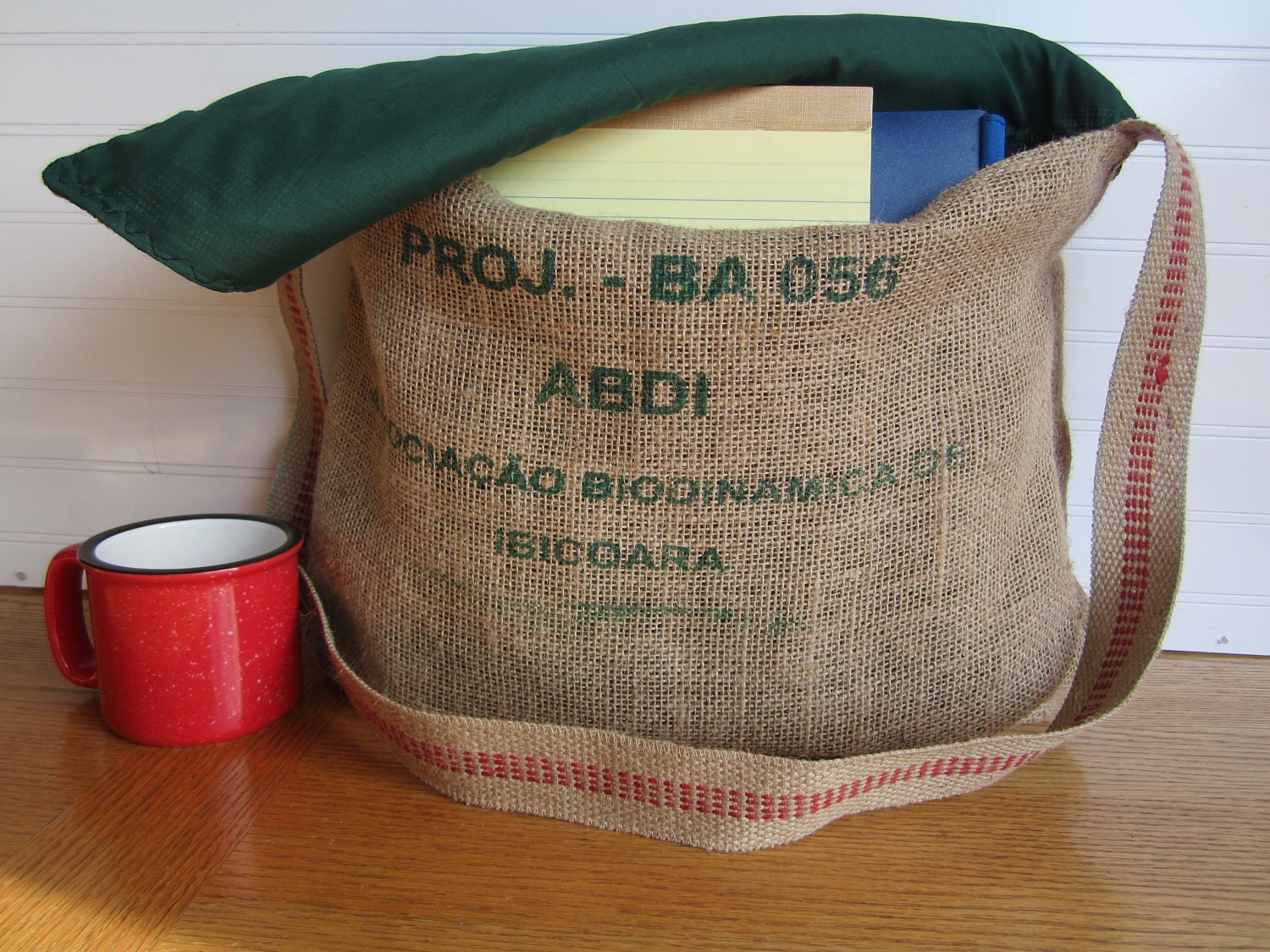 Coffee Burlap Messenger Tote Bag