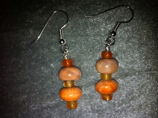 Sweet Peach Cobbler Earrings - fire agate and Madagascar carnelian