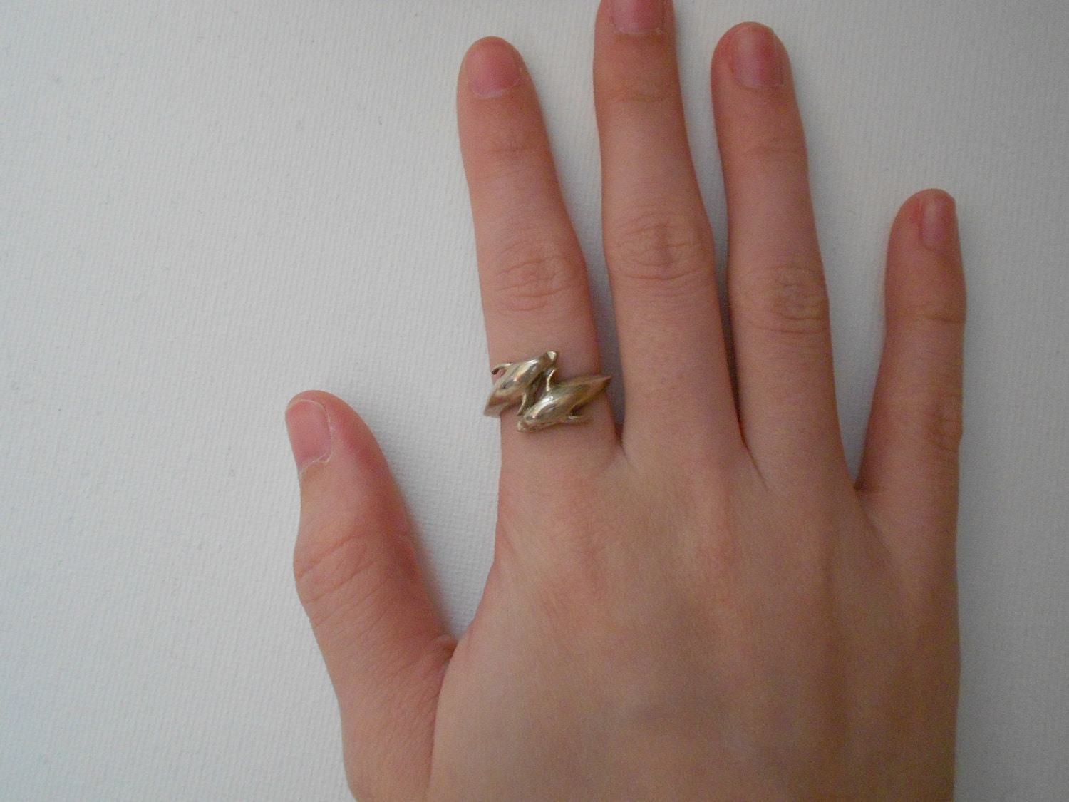 Sterling Silver Circling Dolphins Ring Sz 5.75