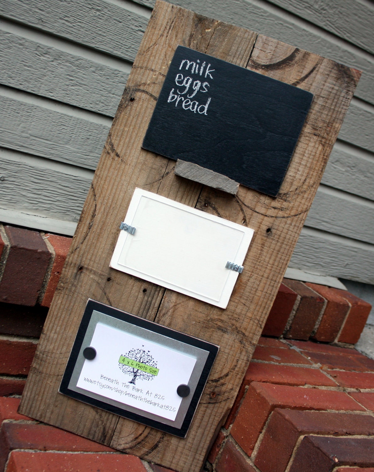 Unique Aged Wood Memo Board - Chalkboard, Magnetic Board, Picture Frame