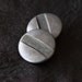 10 Vintage Round, Dark Silver Tone Metal Shank Buttons, Slotted Through the Center. Item 0161