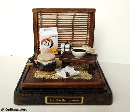 Antique Oriental herbal medicine (No.3), Asian Traditional health tonics- Dollhouse Miniatures