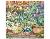 Daisy Flower Garden Limited Edition Print Watercolour Painting