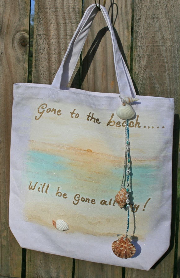 Beach, Shopping Tote, sand, seashells, gone to the beach, fun bag