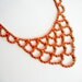 Vintage One Of A Kind Hand Painted Neon Orange Rhinestone Bib Necklace