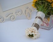 Burlap, Satin and Lace Bouquet Wrap with Ruffle Detail at Bottom