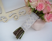 Ivory Lace over Silver Satin Bouquet Wrap